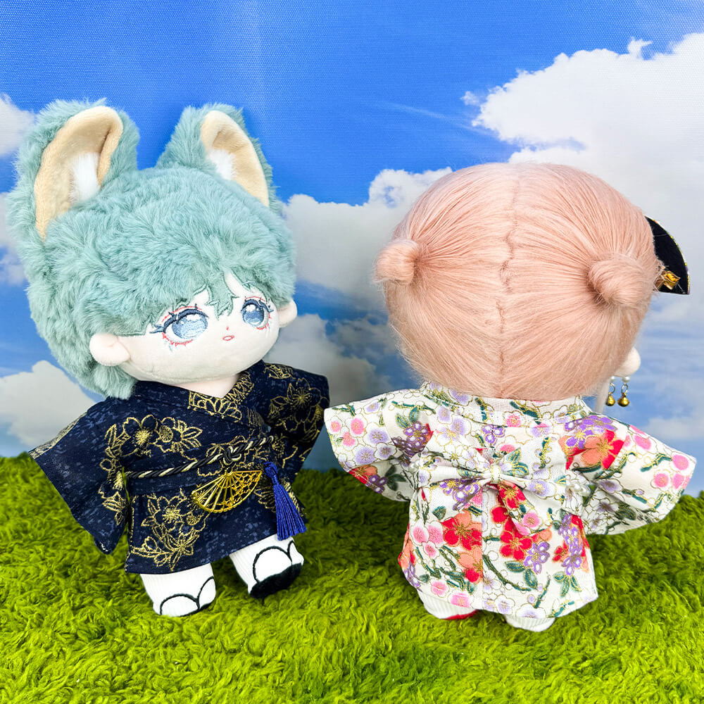 Kimono Plush Doll Clothes Set for 10-15cm & 20cm Dolls – Yukata, Belt & Shoes – product image 11 of 11