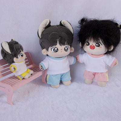 niannyyhouse 10cm 15cm 20cm Plush Doll Clothes Contrast T-shirt Pants Sportswear Set Soft Stuffed Plush Toy Dress Up Accessories