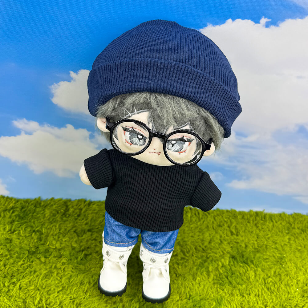 20cm Plush Doll Cable Knit Sweater, Beanie & Glasses 4-Pc | niannyyhouse