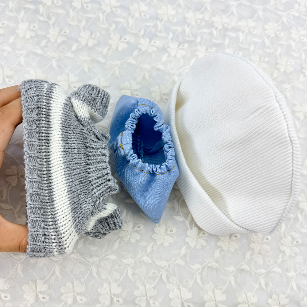 20cm Plush Doll Cable Knit Sweater, Beanie & Glasses 4-Pc | niannyyhouse