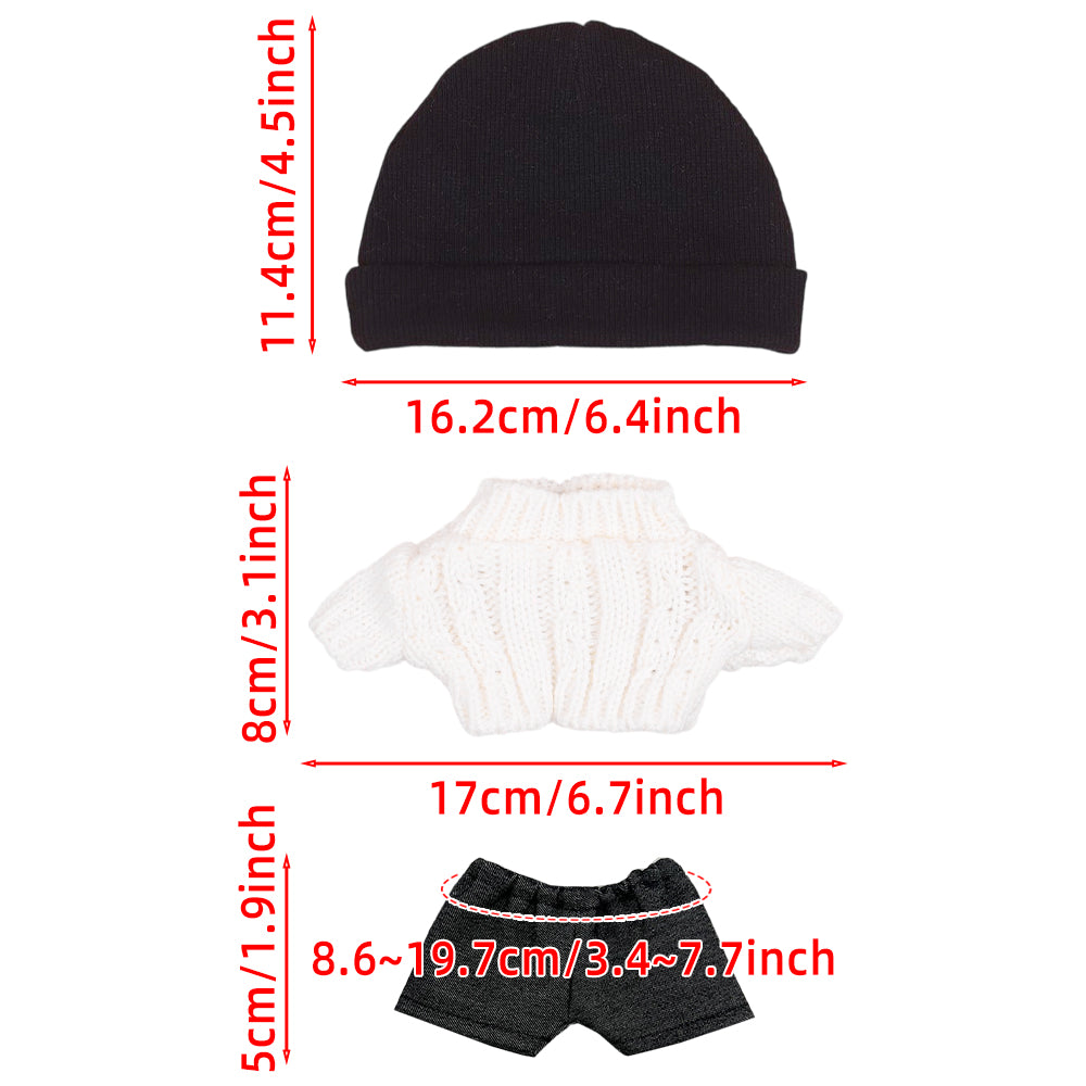 20cm Plush Doll Cable Knit Sweater, Beanie & Glasses 4-Pc | niannyyhouse