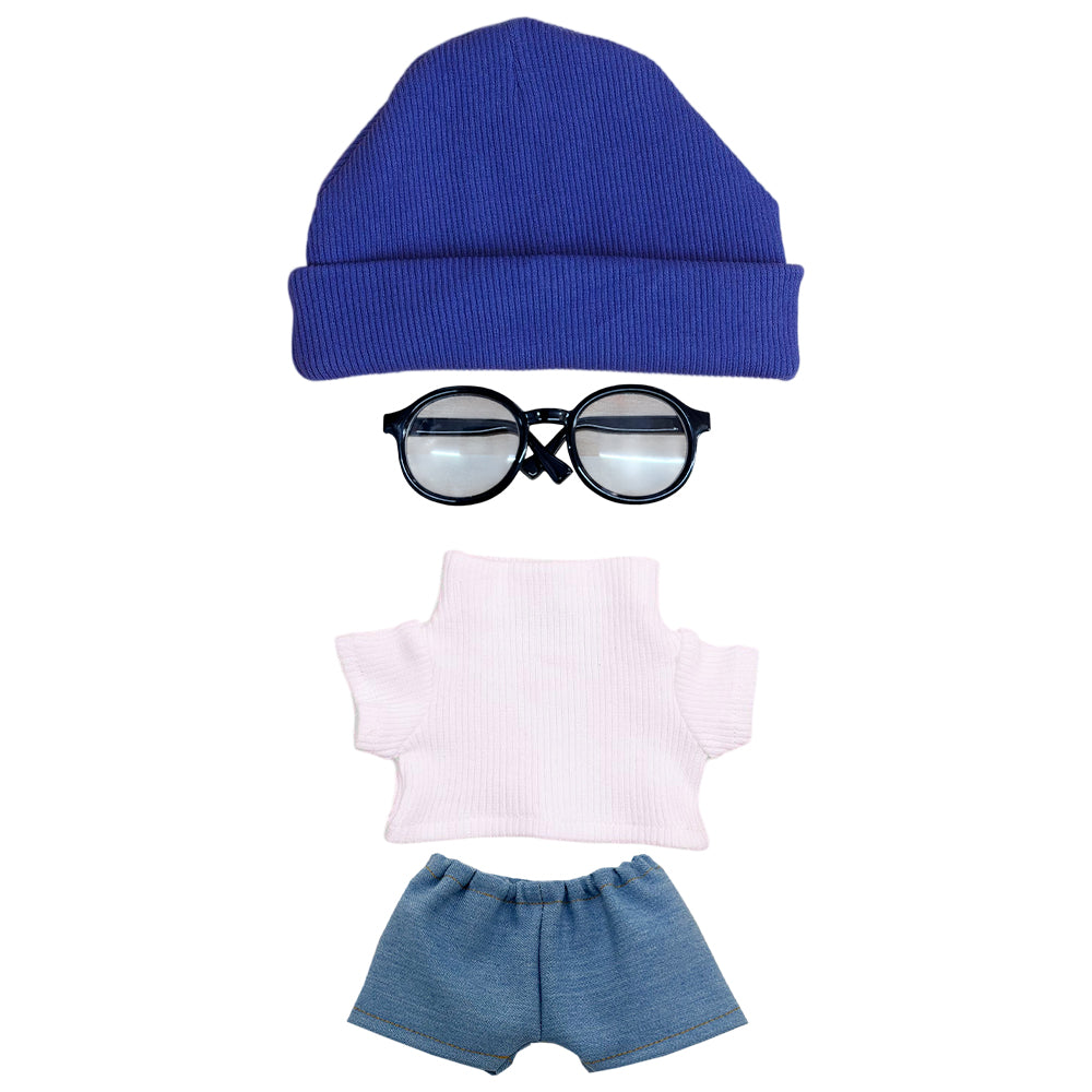 20cm Plush Doll Cable Knit Sweater, Beanie & Glasses 4-Pc | niannyyhouse