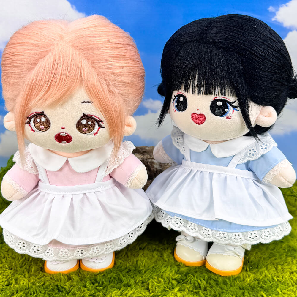 Simple Maid Uniform Set for 20cm Plush Doll - 3-Piece with Apron - Detail View 3 - niannyyhouse