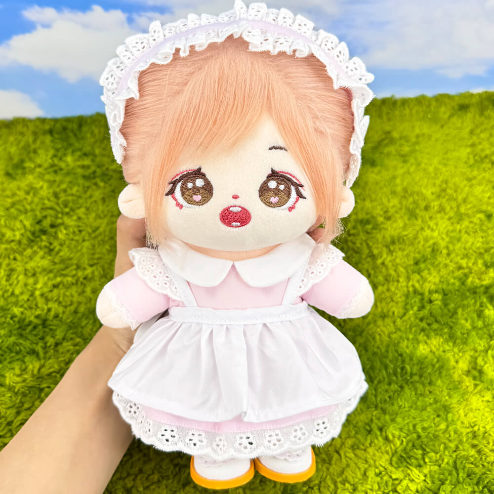Simple Maid Uniform Set for 20cm Plush Doll - 3-Piece with Apron - Detail View 5 - niannyyhouse