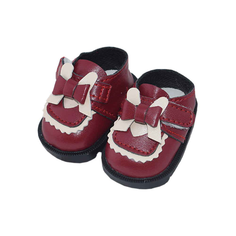Heart Shaped Bow Leather Shoes for 20cm Plush Doll - 5.5cm Stand-Friendly doll clothes