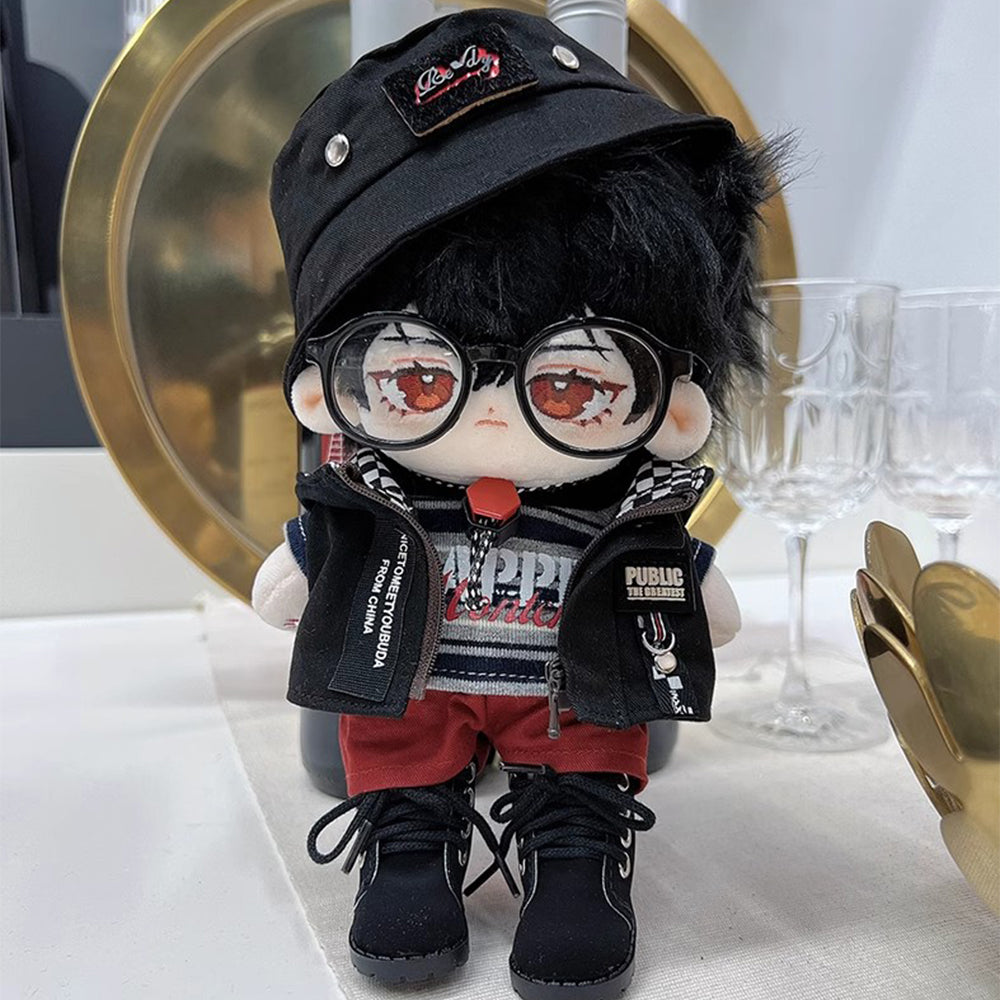Niannyyhouse 10cm 15cm 20cm Plush Doll Clothes Hoodie Vest Pants Backpacks Glasses Shoes Wolf Bear Outfit Soft St￭ Toy Dressup Gift (Gray -20cm