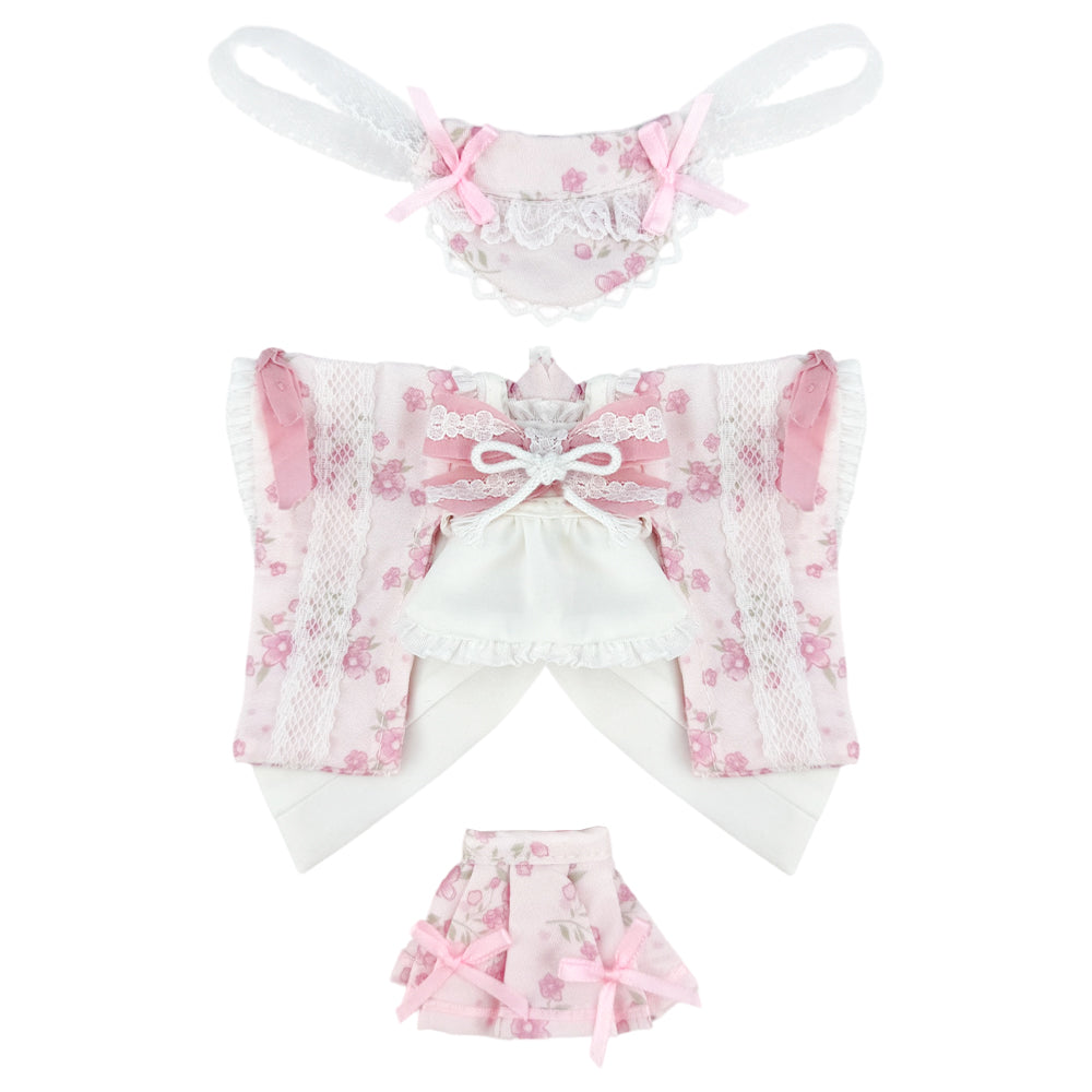 niannyyhouse OB22 OB24 Doll Pink Yukata Kimono Outfit 4-Piece Set - Detail Showcase 2 | niannyyhouse