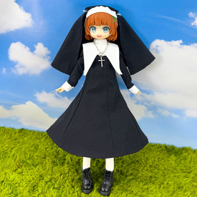 OB22 OB24 Nun Outfit: Classic Habit Dress for 1/6 Dolls – niannyyhouse - view 2