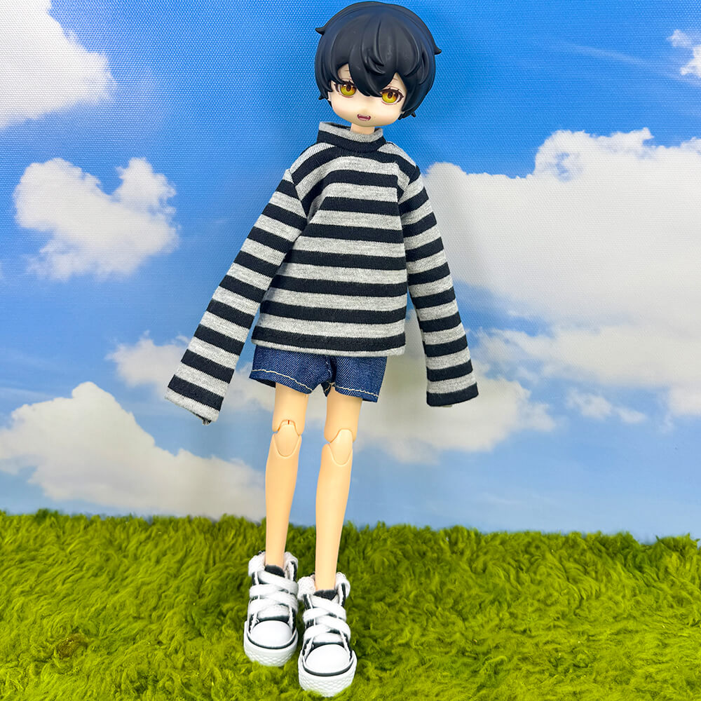 niannyyhouse OB22 OB24 Doll Striped T-Shirt & Denim Shorts Casual Outfit Set - Detail Showcase 10 | niannyyhouse