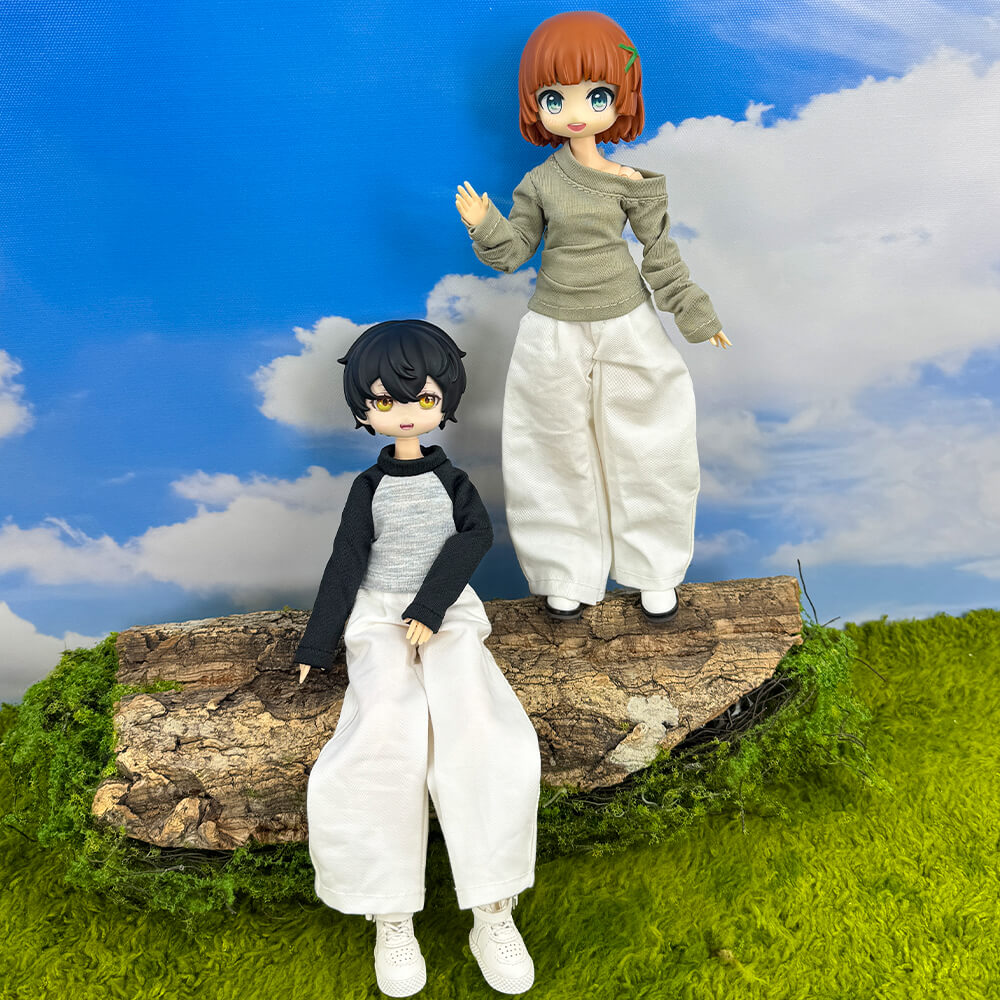 OB22 OB24 Doll Raglan T-Shirt & Curved-Leg Pants 2-Piece Set | niannyyhouse