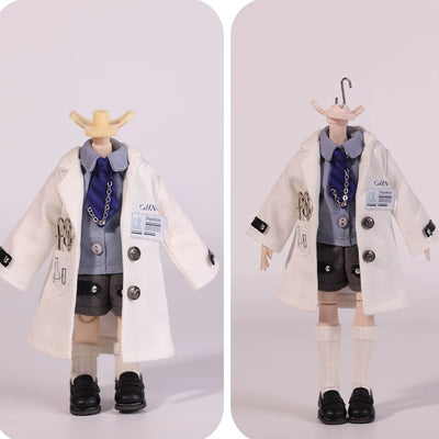 niannyyhouse Doll Clothes Windbreaker Set with Tie Shirt Shorts for 1/8 & Large1/12 BJD, Research-Themed, Action Figure Accessory, Dress Up Set - view 2