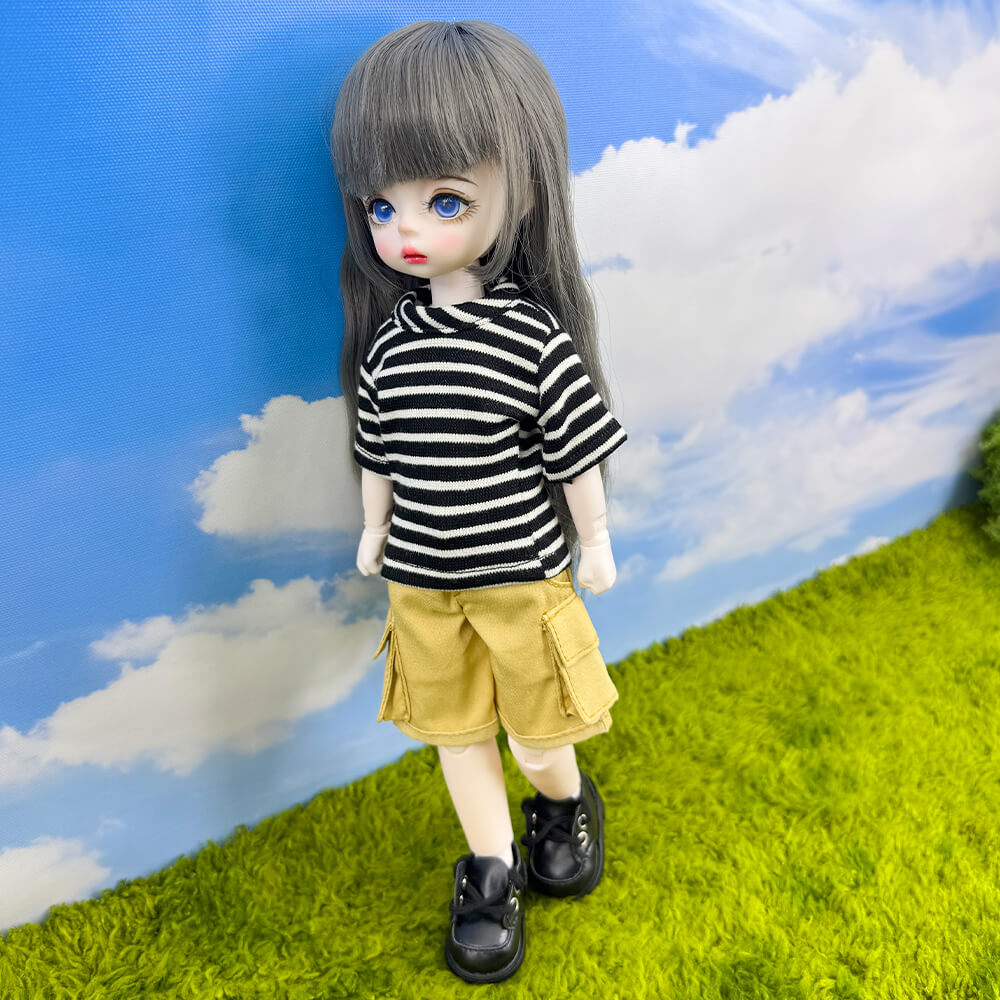 niannyyhouse 1/6 BJD Doll Cargo Shorts Casual Pocket Pants - Detail Showcase Angle 6 | niannyyhouse