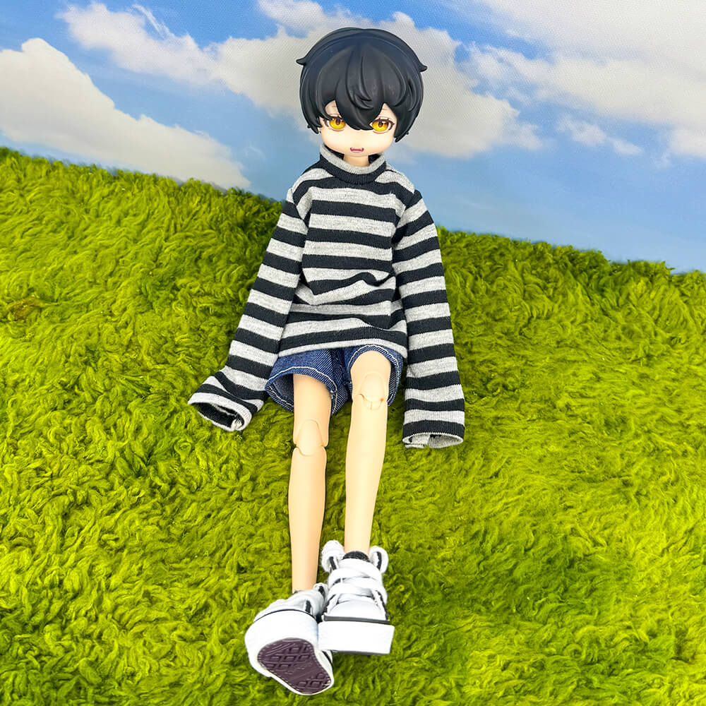 niannyyhouse OB22 OB24 Doll Striped T-Shirt & Denim Shorts Casual Outfit Set - Detail Showcase 4 | niannyyhouse