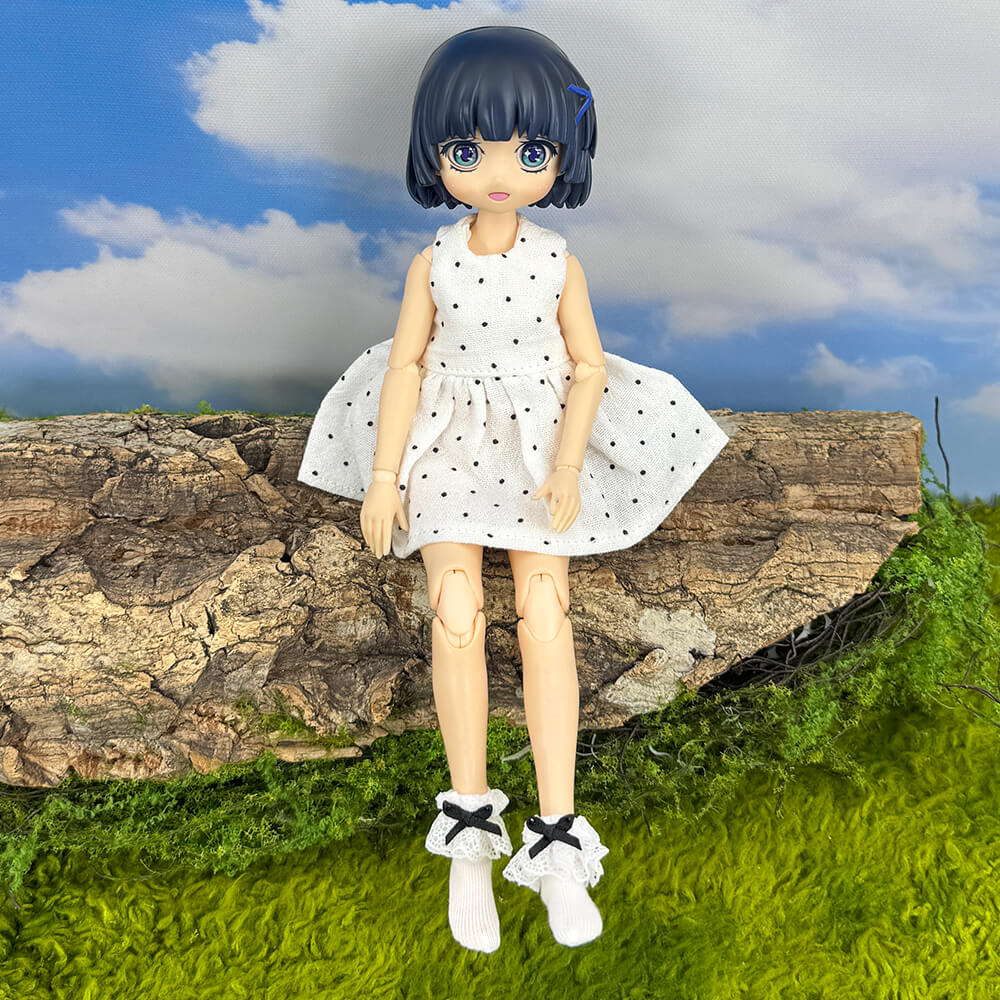 niannyyhouse OB22 OB24 Doll Lace Bow Socks 2-Pair Set (Black & White) - Detail Showcase 7 | niannyyhouse