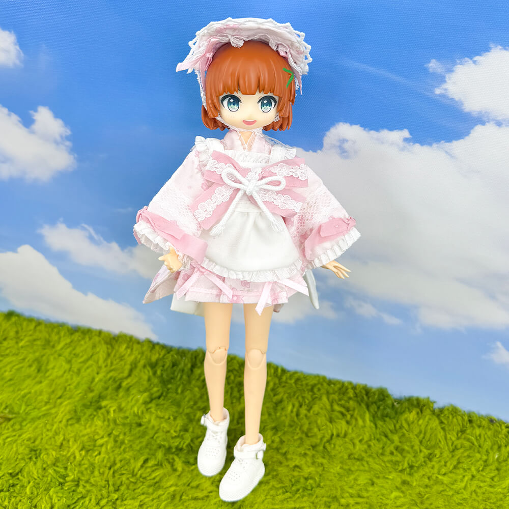 niannyyhouse OB22 OB24 Doll Pink Yukata Kimono Outfit 4-Piece Set - Detail Showcase 9 | niannyyhouse
