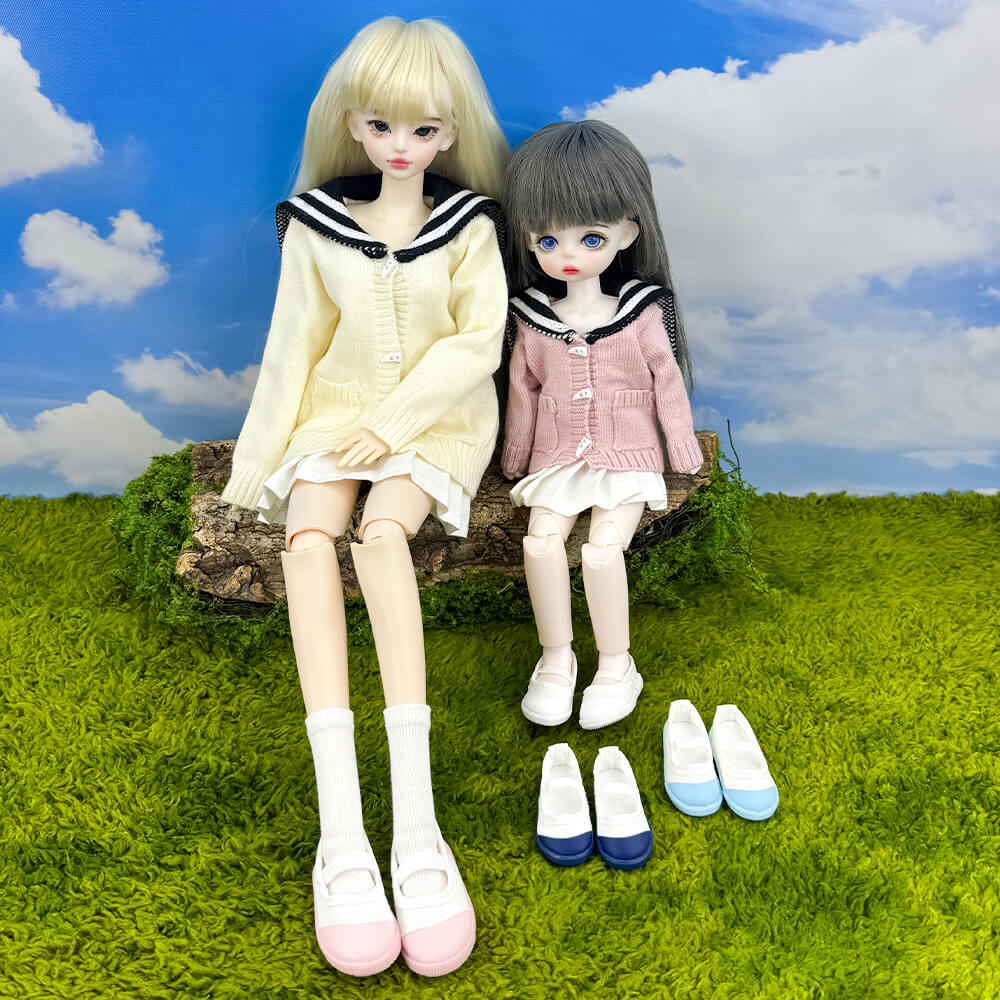 niannyyhouse 1/6 1/4 BJD Doll School Uniform Shoes (5.2cm & 6.8cm Soles) - Detail Showcase 3 | niannyyhouse