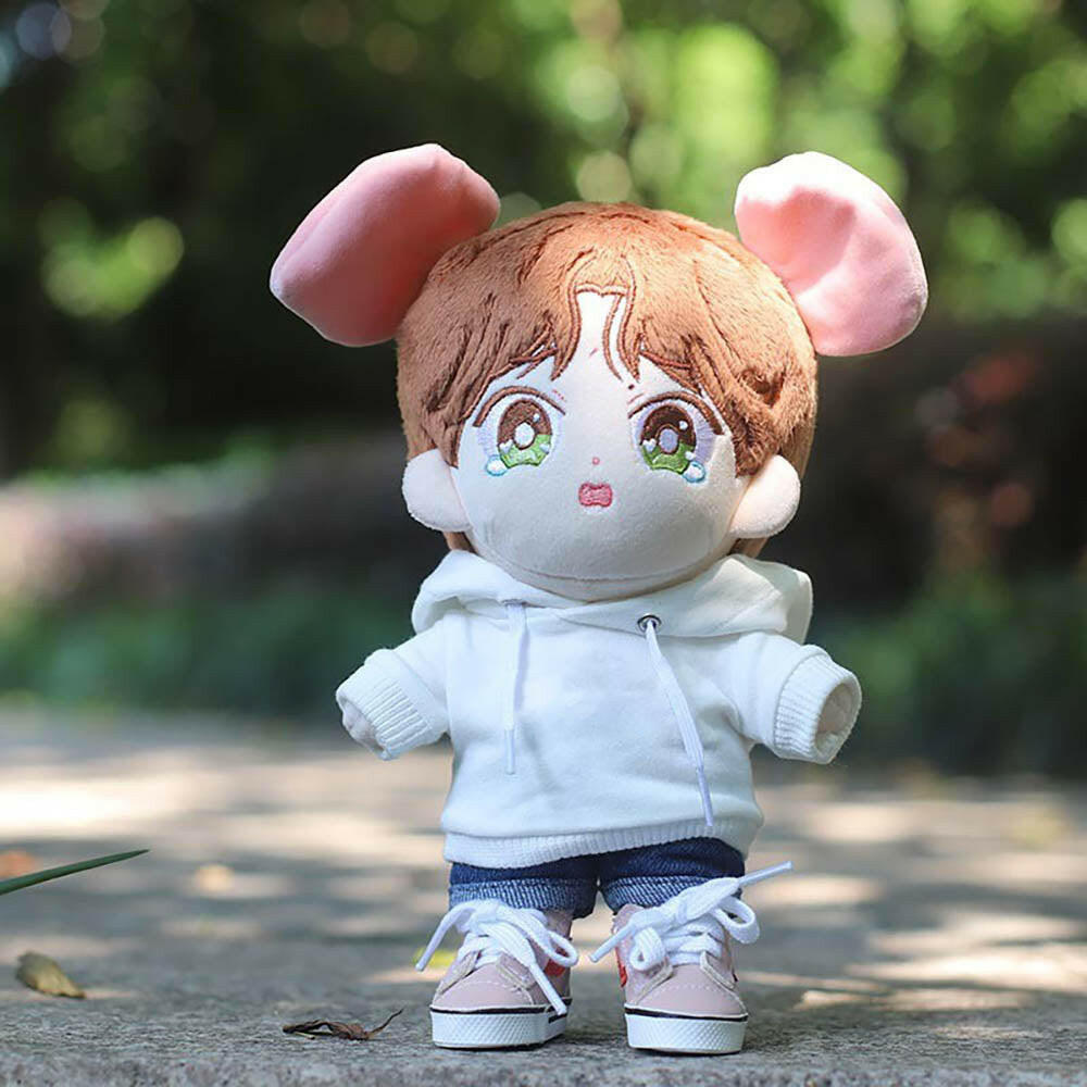 niannyyhouse Solid Color Hoodies with Pocket Dark Blue Jeans 15cm 20cm Plush Doll Clothes.