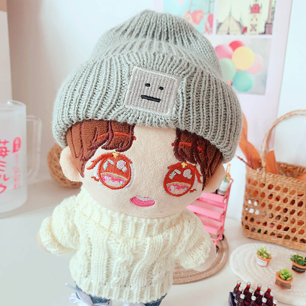 niannyyhouse 20cm Plush Doll Clothes Square Face Hat Sweater Ripped Pants Jeans Doll Dressup.
