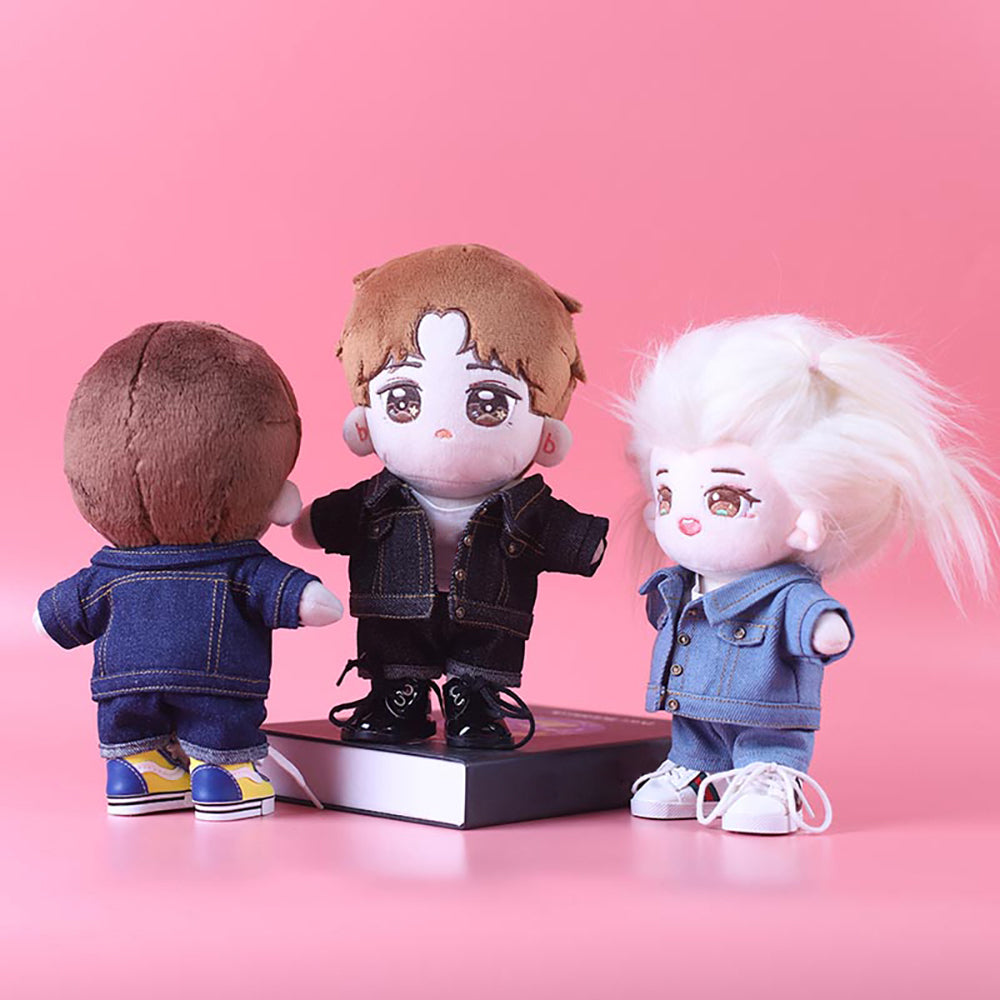 niannyyhouse Denim Jackets Jeans White T-shirt 15cm 20cm Plush Doll Clothes.