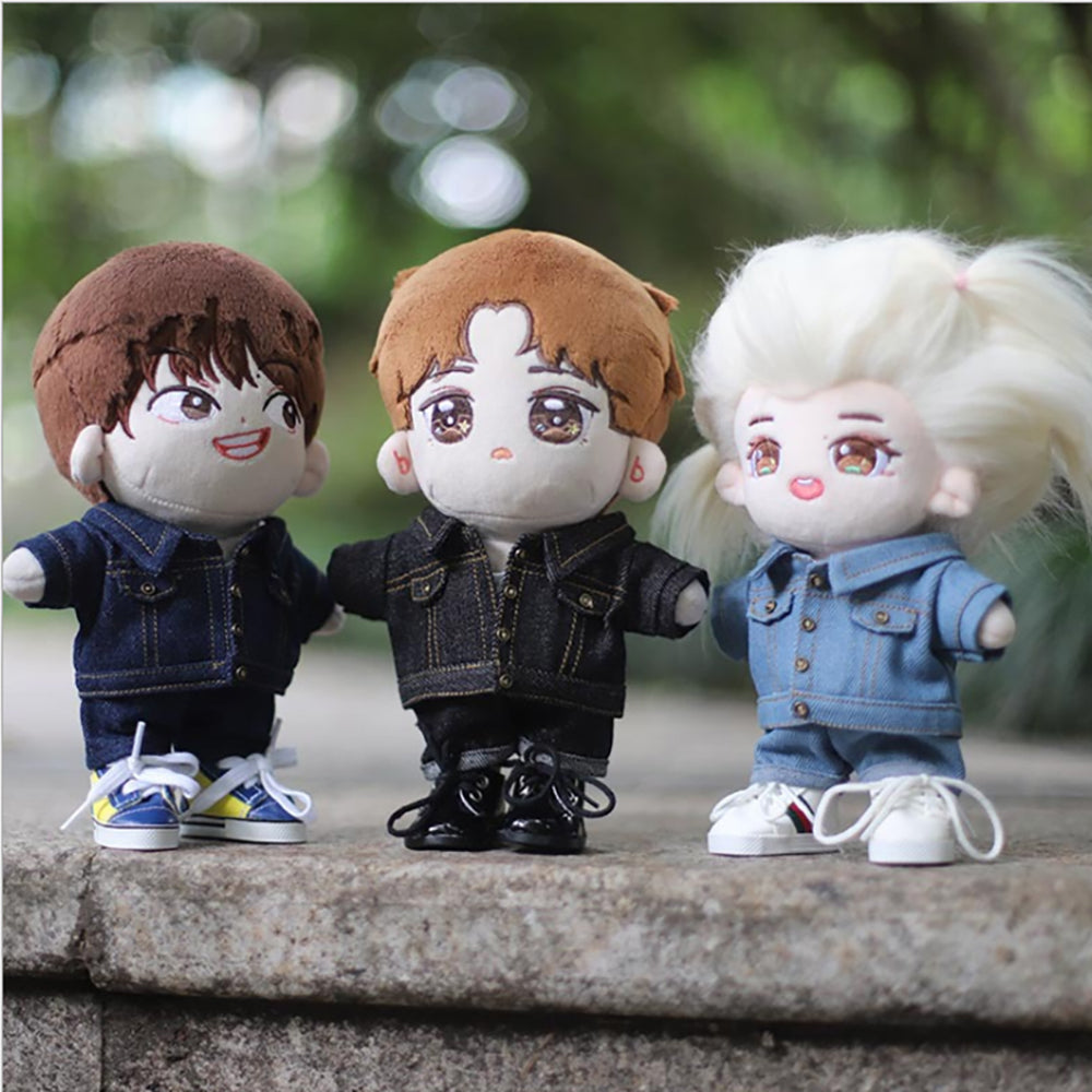 niannyyhouse Denim Jackets Jeans White T-shirt 15cm 20cm Plush Doll Clothes.