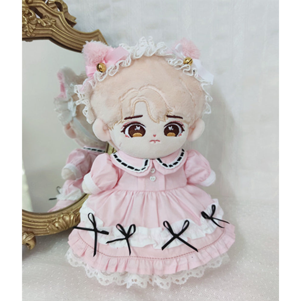 niannyyhouse 20cm Plush Doll Clothes Cat Ear Maid Suit Dress Headdress.