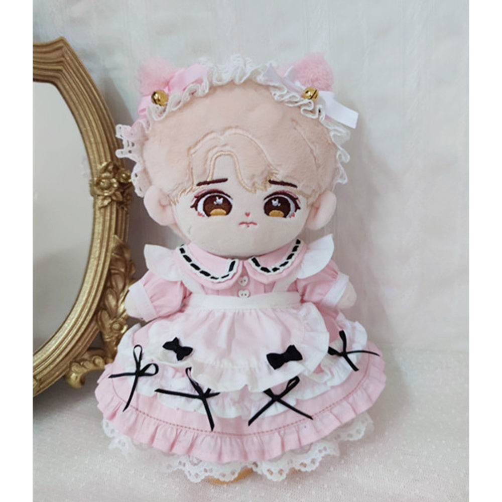 niannyyhouse 20cm Plush Doll Clothes Cat Ear Maid Suit Dress Headdress.