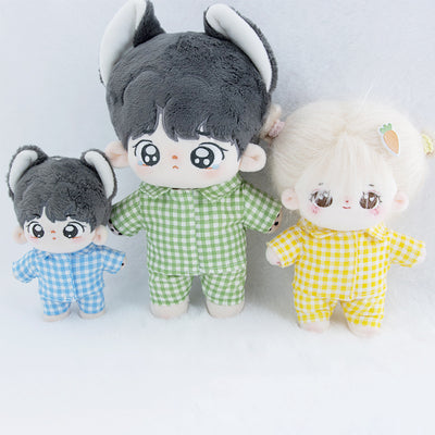 niannyyhouse 10cm 15cm 20cm Plush Doll Clothes Shirt Pants Multi-color Plaid Pajama Set Doll Dressup