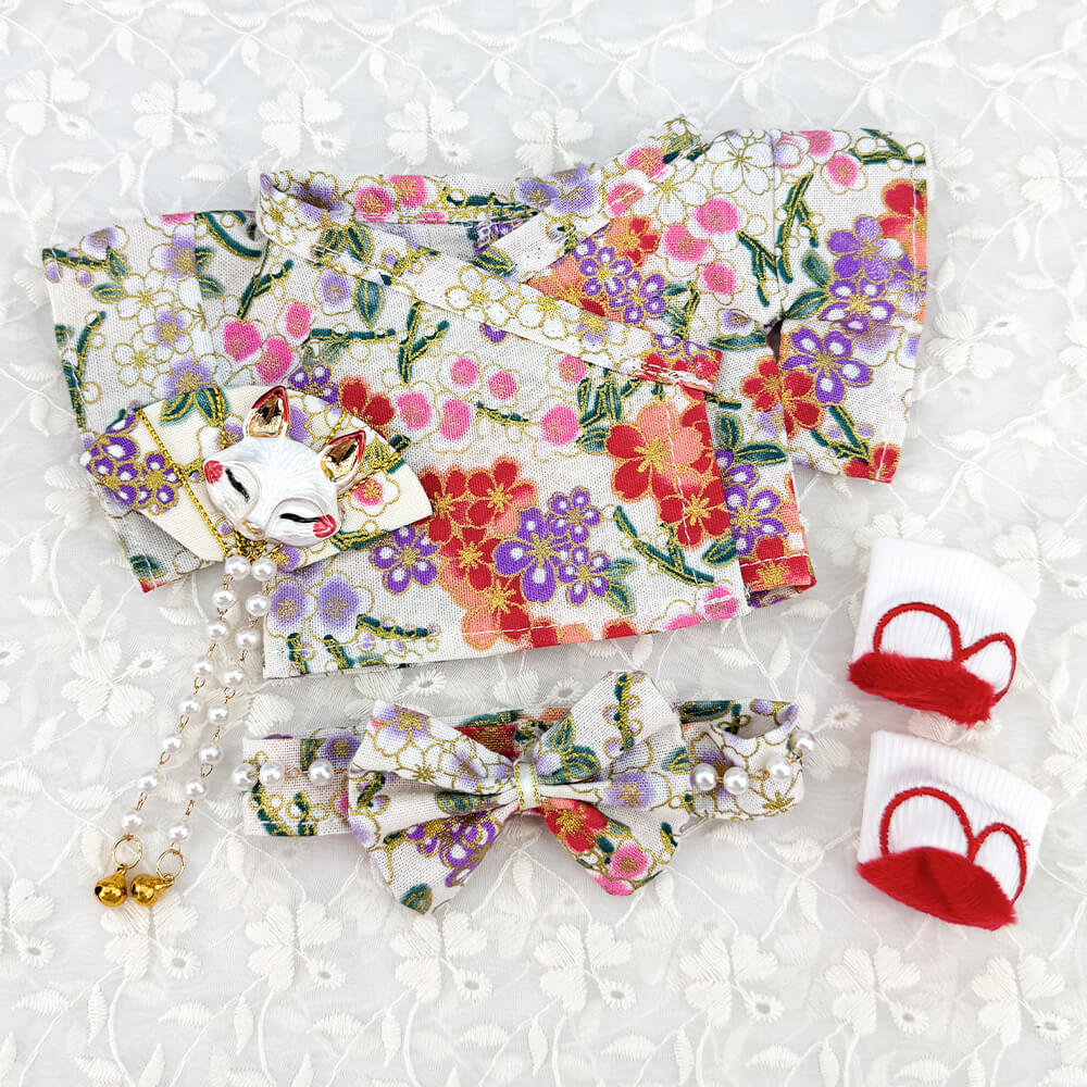 Kimono Plush Doll Clothes Set for 10-15cm & 20cm Dolls – Yukata, Belt & Shoes – product image 2 of 11