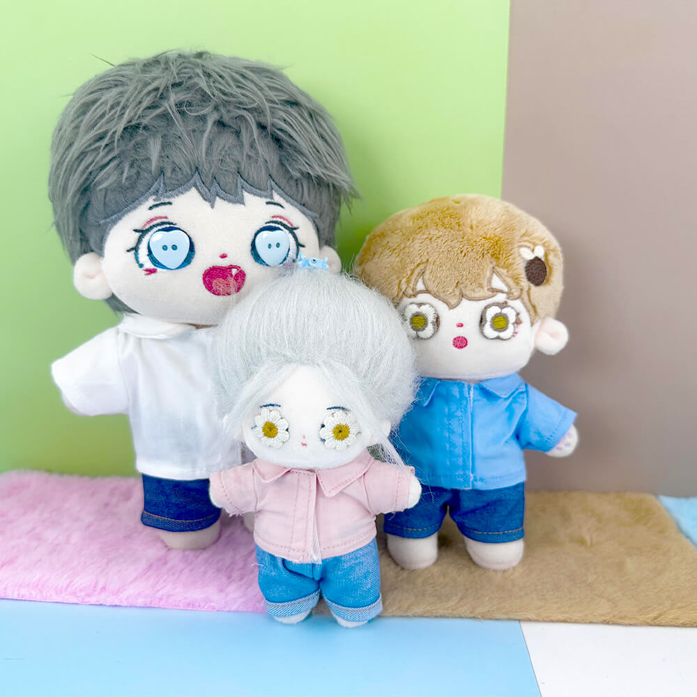 Solid Color Jeans for 10cm 15cm 20cm Plush Doll – Style A Straight / Style B Rolled Cuff | 4 Colours - Detail Image 4 of 16