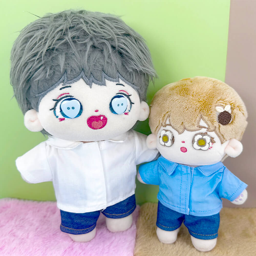 Solid Color Jeans for 10cm 15cm 20cm Plush Doll – Style A Straight / Style B Rolled Cuff | 4 Colours - Detail Image 1 of 16