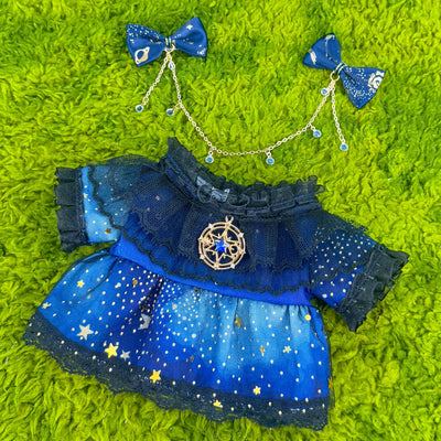 Dark Blue Starry Sky Dress Set for 20cm Plush Doll – 2-Piece