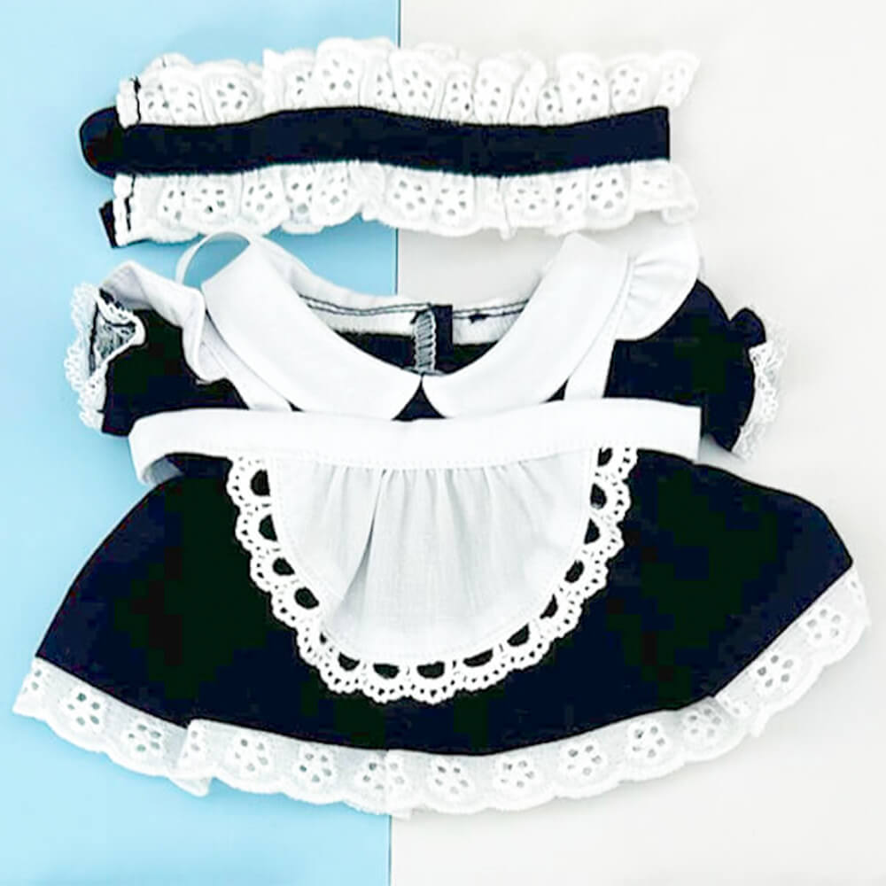 Maid Uniform Set for 20cm Plush Doll - 3-Piece with Apron doll clothes