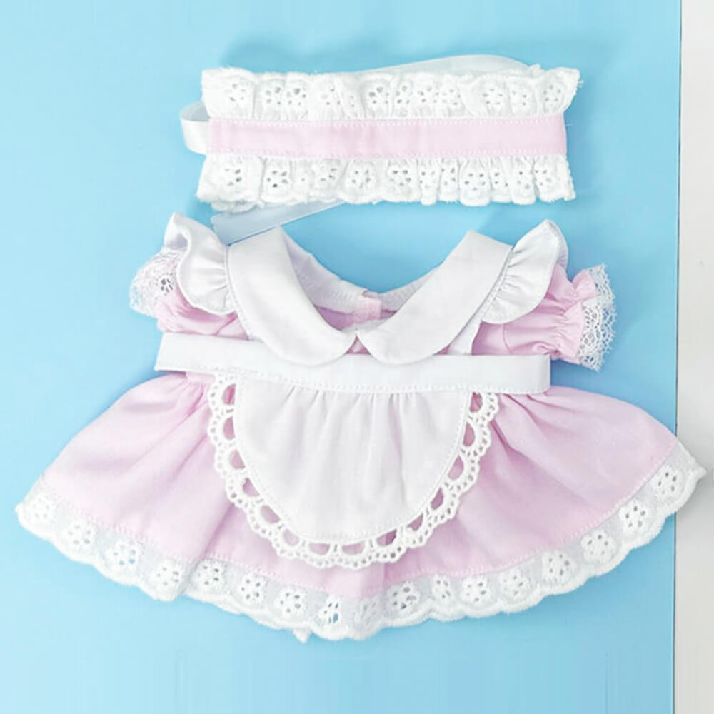 Maid Uniform Set for 20cm Plush Doll - 3-Piece with Apron doll clothes