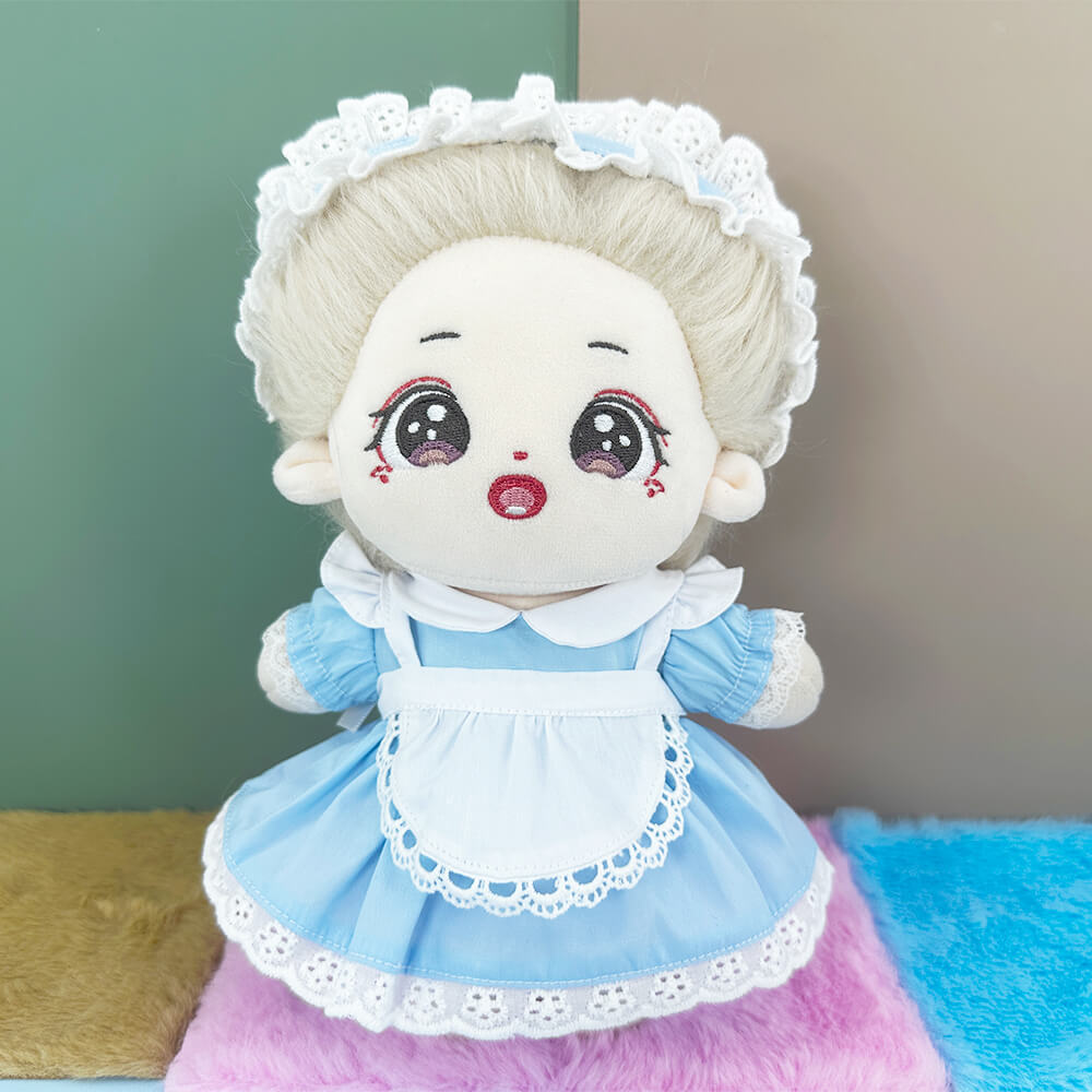 Maid Uniform Set for 20cm Plush Doll - 3-Piece with Apron doll clothes