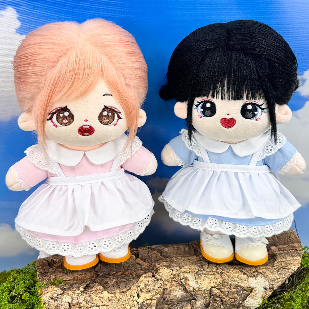 Simple Maid Uniform Set for 20cm Plush Doll - 3-Piece with Apron - Detail View 6 - niannyyhouse