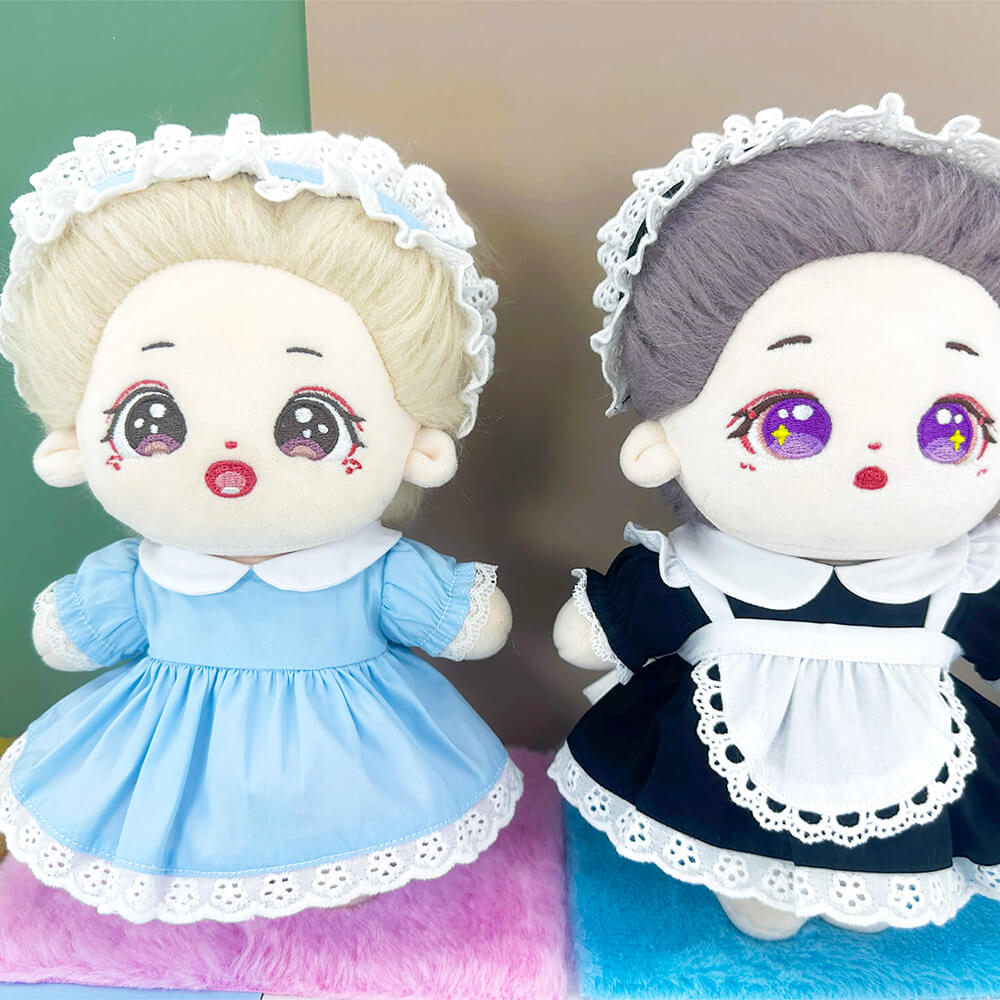 Maid Uniform Set for 20cm Plush Doll - 3-Piece with Apron doll clothes