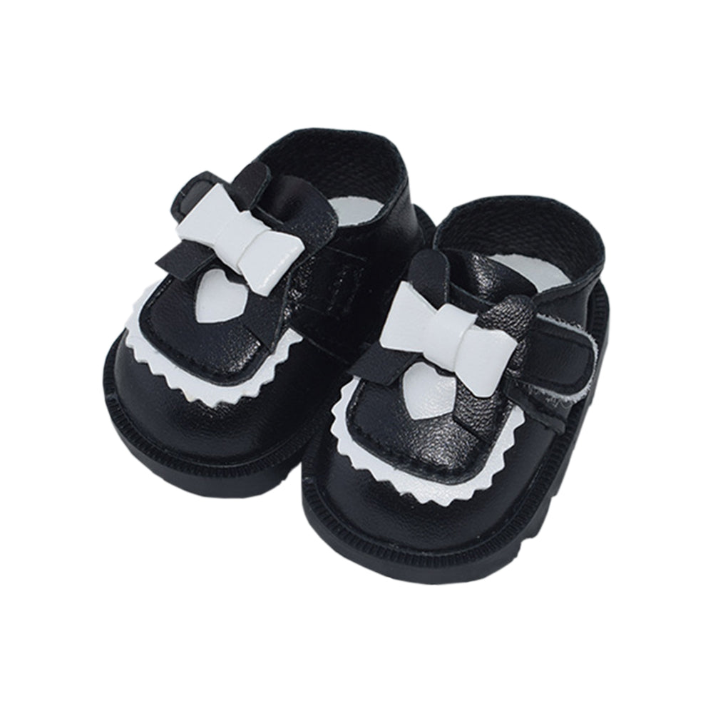 Heart Shaped Bow Leather Shoes for 20cm Plush Doll - 5.5cm Stand-Friendly doll clothes
