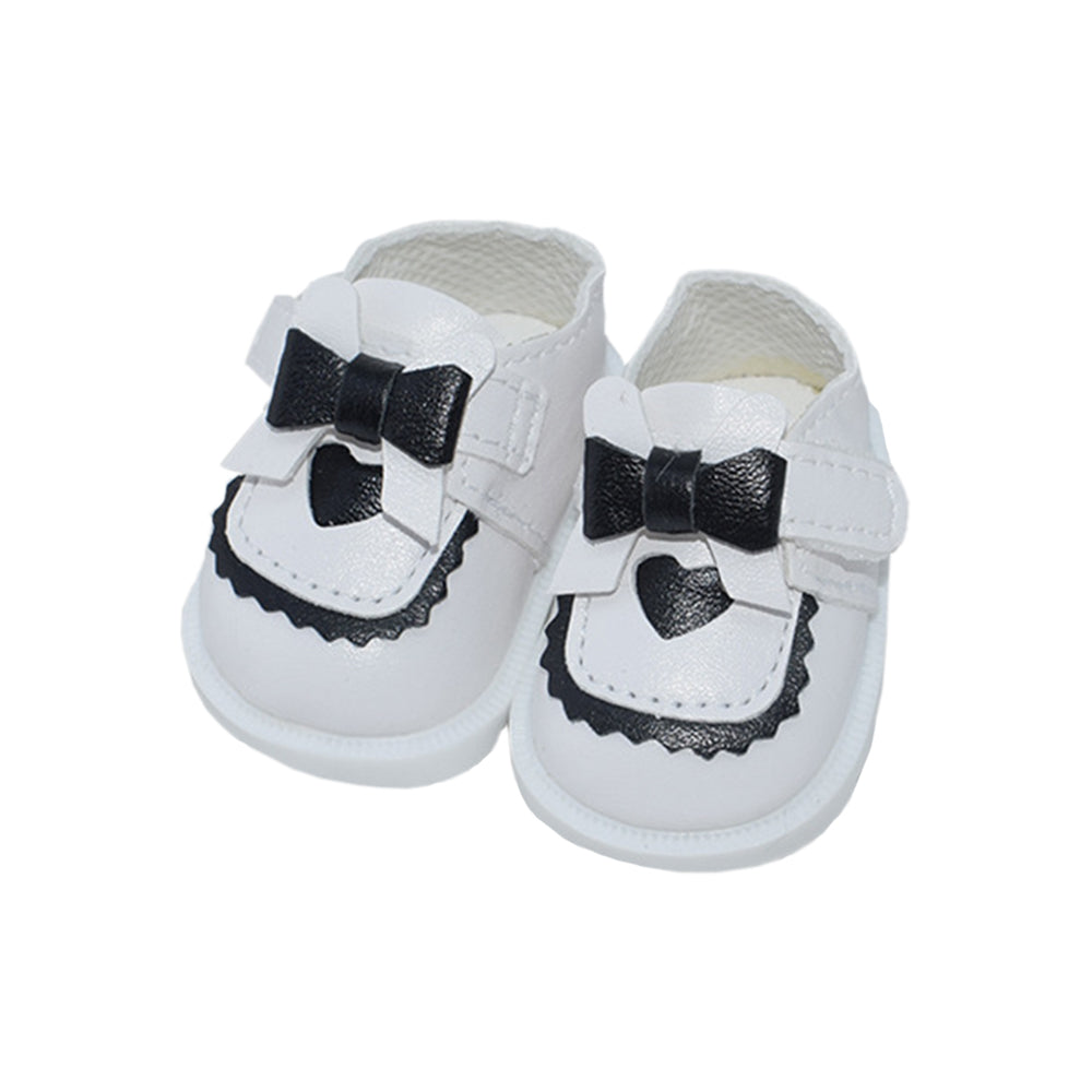 Heart Shaped Bow Leather Shoes for 20cm Plush Doll - 5.5cm Stand-Friendly doll clothes
