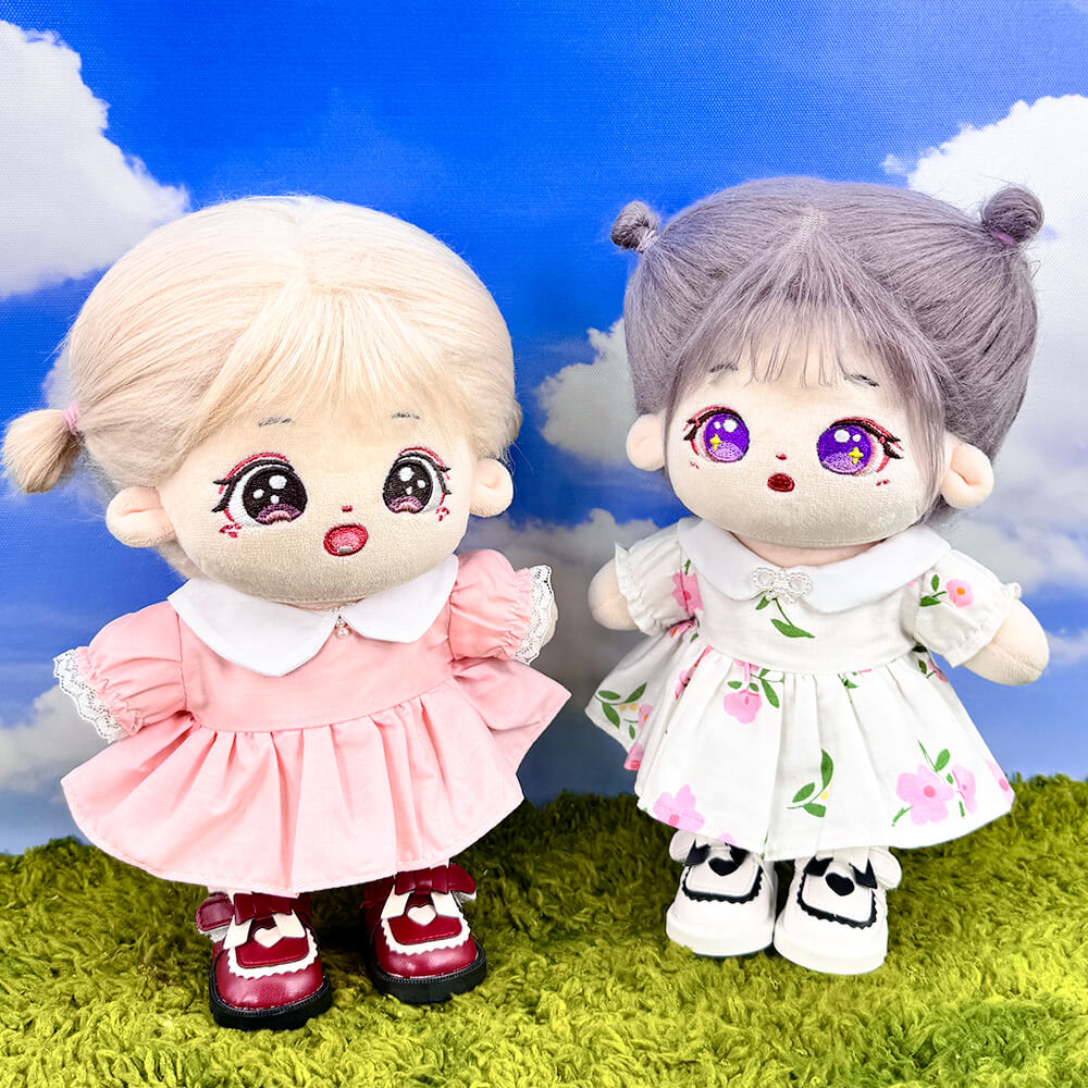Heart Shaped Bow Leather Shoes for 20cm Plush Doll - 5.5cm Stand-Friendly doll clothes