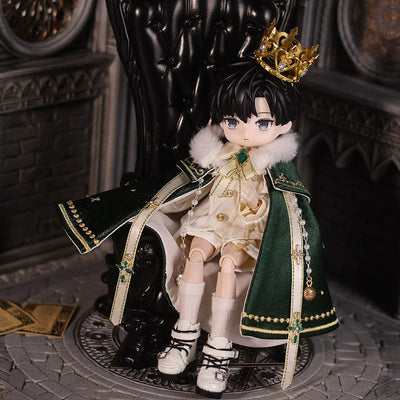 niannyyhouse Doll Clothes Court-Style Crown Set for 1/8 & Large 1/12 BJD, Action Figure Accessory, Includes Crown, Shawl, Shirt, Shorts, and Collar - view 2