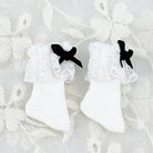 niannyyhouse OB22 OB24 Doll Lace Bow Socks 2-Pair Set (Black & White) - Detail Showcase 11 | niannyyhouse