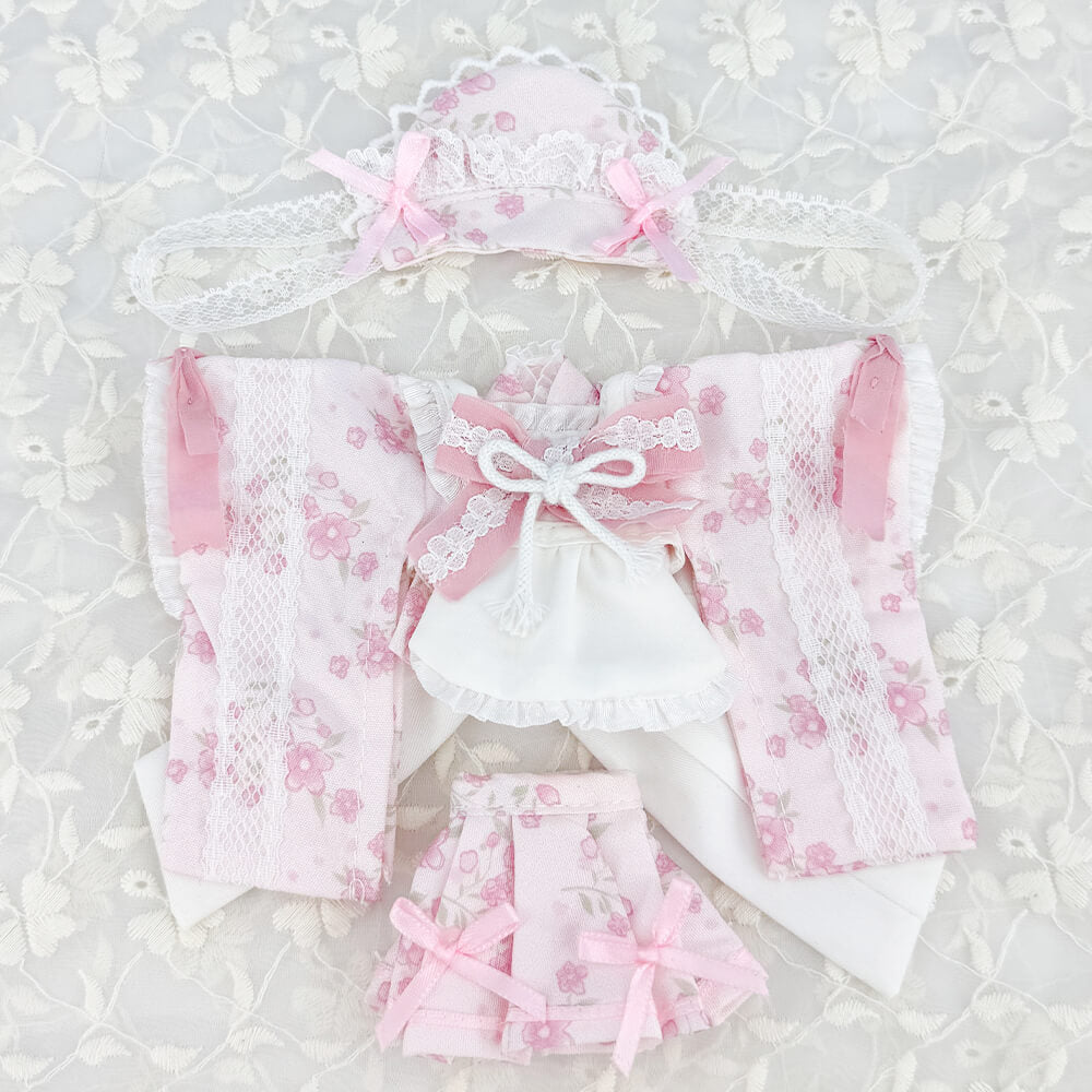 niannyyhouse OB22 OB24 Doll Pink Yukata Kimono Outfit 4-Piece Set - Packaging & Scale Reference | niannyyhouse