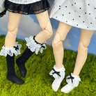 niannyyhouse OB22 OB24 Doll Lace Bow Socks 2-Pair Set (Black & White) - Main Product View | niannyyhouse
