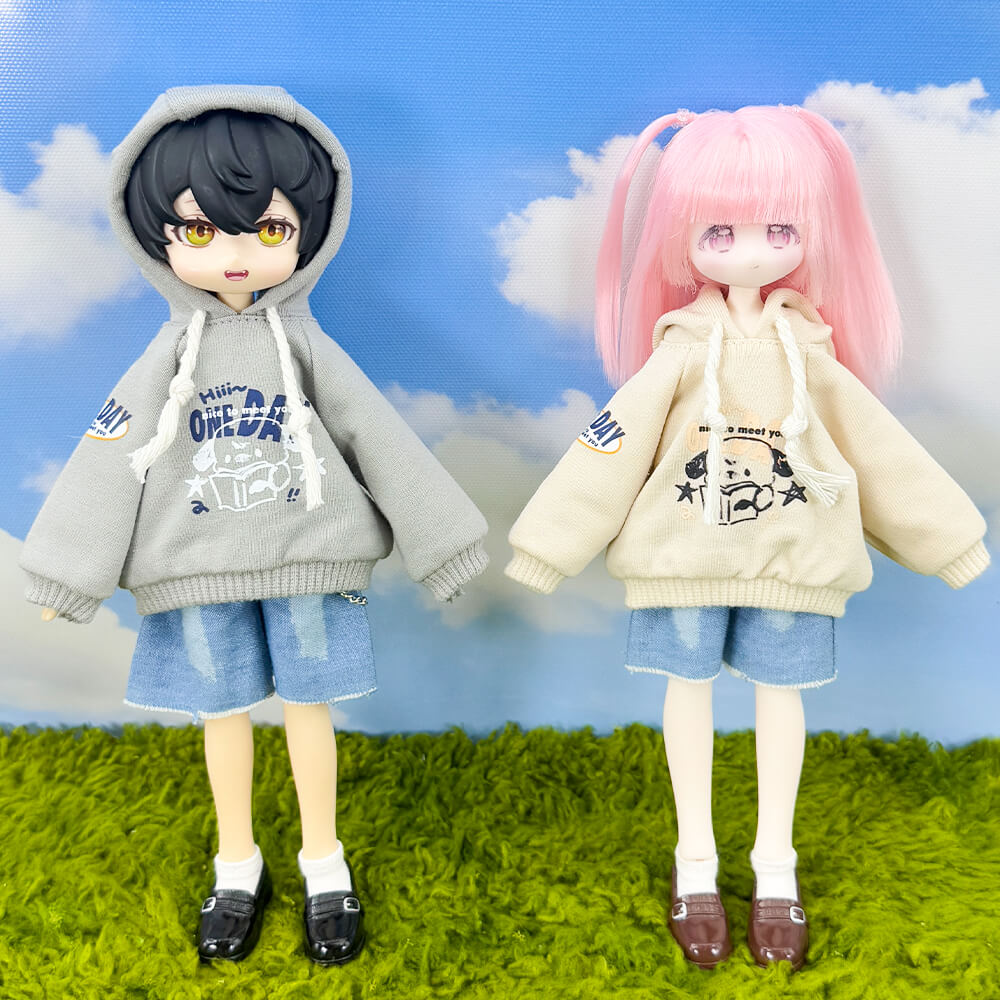 1/8 BJD Hoodie & Denim Shorts: 2-Piece Casual Outfit Set – niannyyhouse
