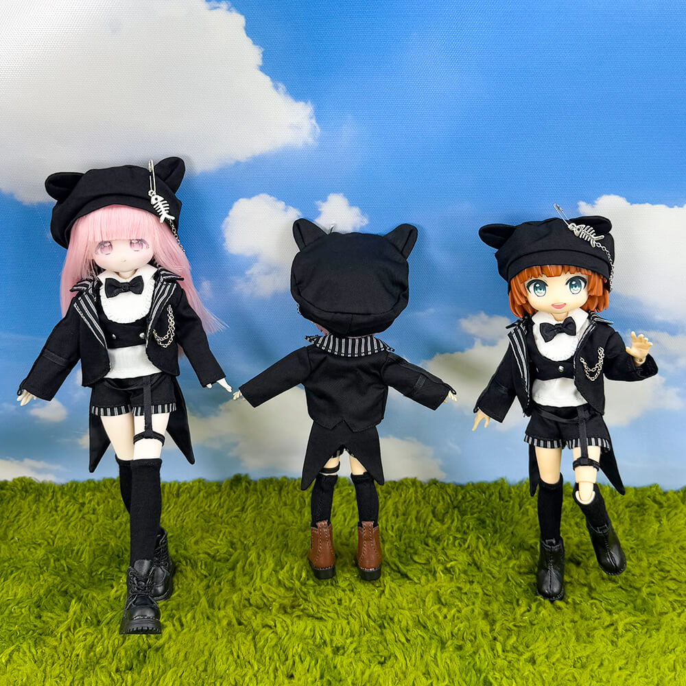 1/12 1/8 BJD Black Cat Clothes: 6-Piece Doll Outfit Set – niannyyhouse