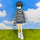 niannyyhouse OB22 OB24 Doll Striped T-Shirt & Denim Shorts Casual Outfit Set - Main Product View | niannyyhouse