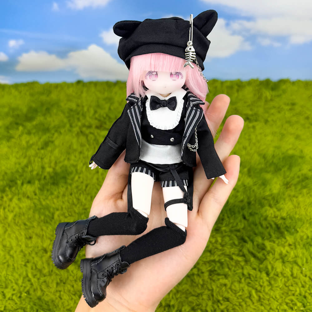 1/12 1/8 BJD Black Cat Clothes: 6-Piece Doll Outfit Set – niannyyhouse