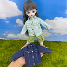 niannyyhouse 1/6 BJD Doll Denim Jacket Casual Streetwear Coat - Detail Showcase Angle 7 | niannyyhouse