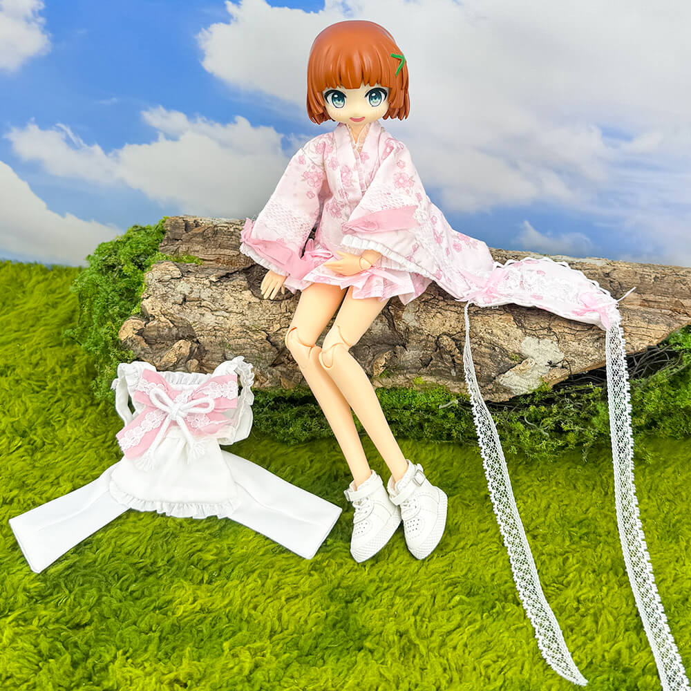 niannyyhouse OB22 OB24 Doll Pink Yukata Kimono Outfit 4-Piece Set - Detail Showcase 5 | niannyyhouse