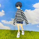 niannyyhouse OB22 OB24 Doll Striped T-Shirt & Denim Shorts Casual Outfit Set - Detail Showcase 7 | niannyyhouse